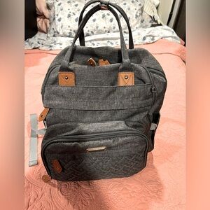 Multipocket Diaper Bag Backpack in Gender Neutral Gray